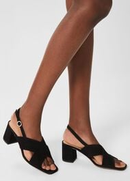 Nikita Suede Sandals, Black, hi-res