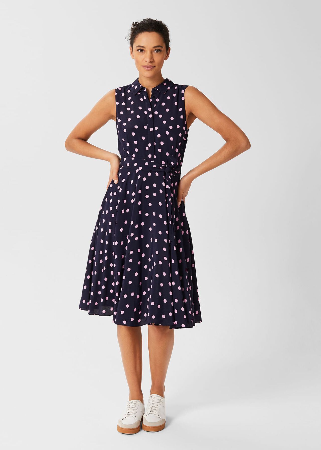 Belinda Fit And Flare Dress, Navy Pink, hi-res