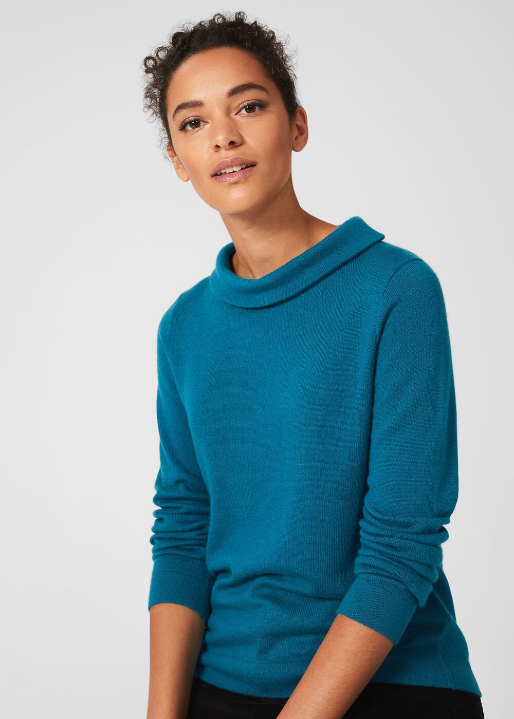 Audrey Wool Cashmere Jumper, Petrol Blue, hi-res