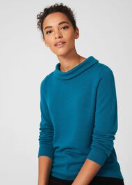 Audrey Wool Cashmere Jumper, Petrol Blue, hi-res