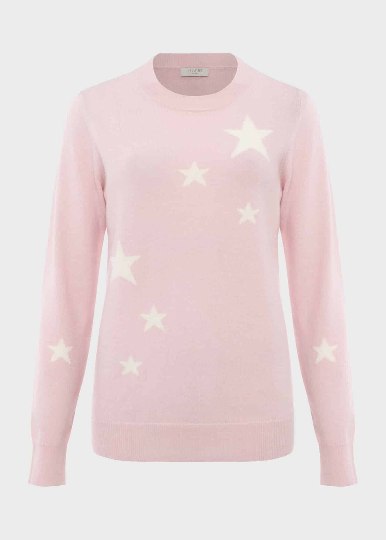 Samira Wool Cashmere Star Jumper, Pink Ivory, hi-res