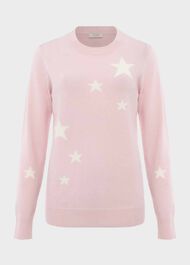Samira Wool Cashmere Star Jumper, Pink Ivory, hi-res