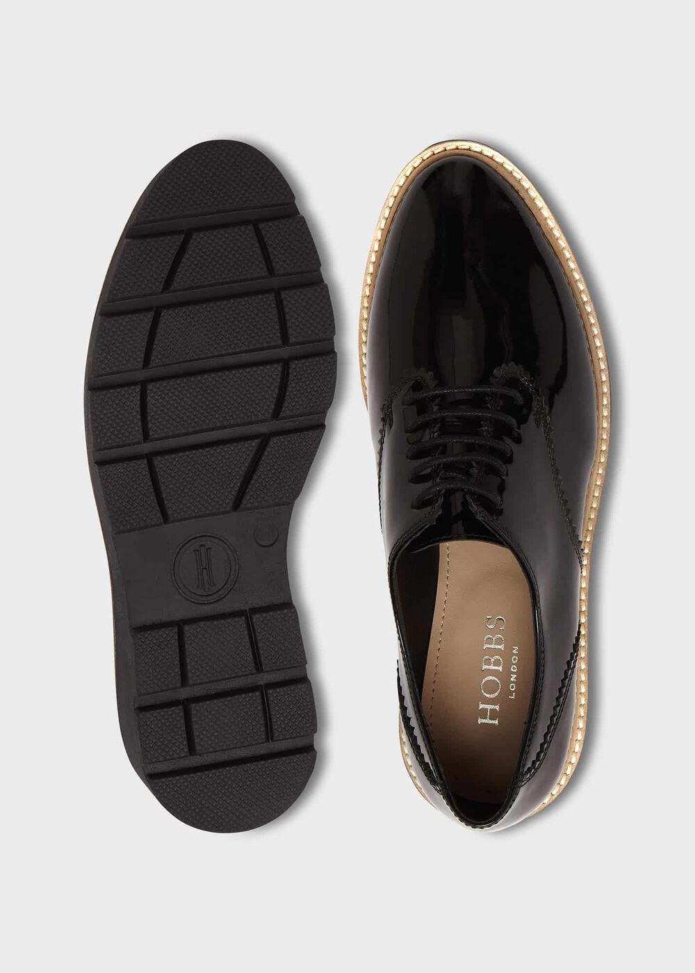 Chelsey Leather Flat Shoes, Black, hi-res