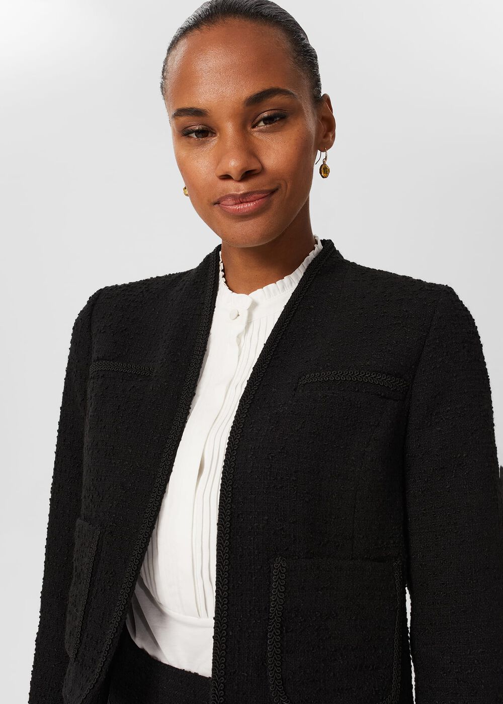 Gabi Tweed Jacket, Black, hi-res