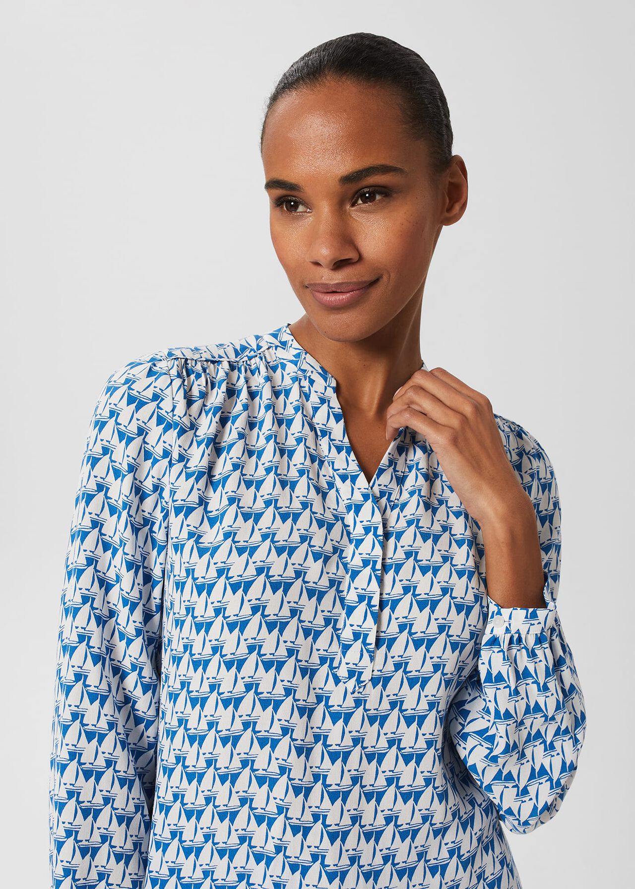 Posie Blouse, Blue Ivory, hi-res
