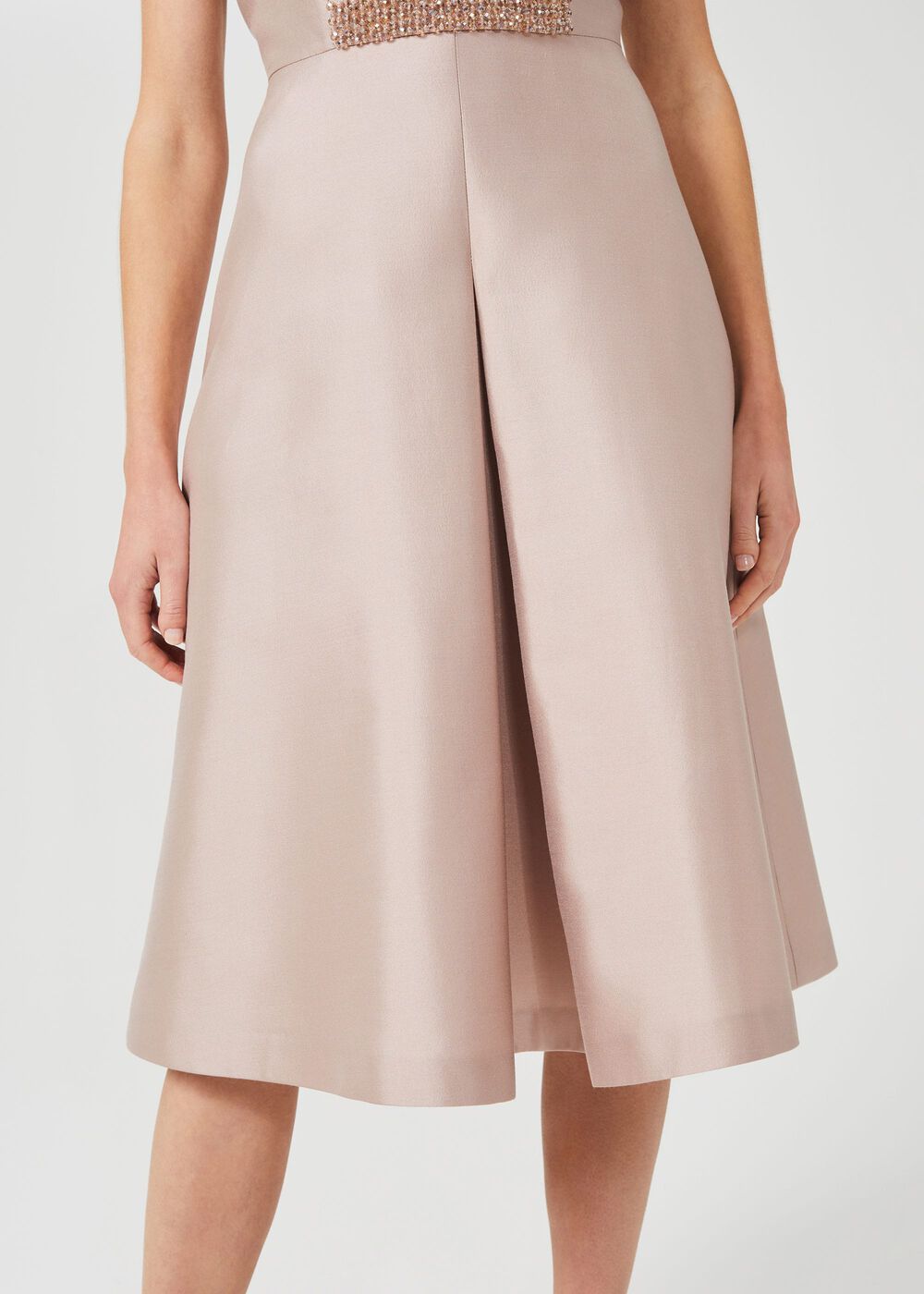 Alberta Silk Wool Beaded Dress, Oyster, hi-res