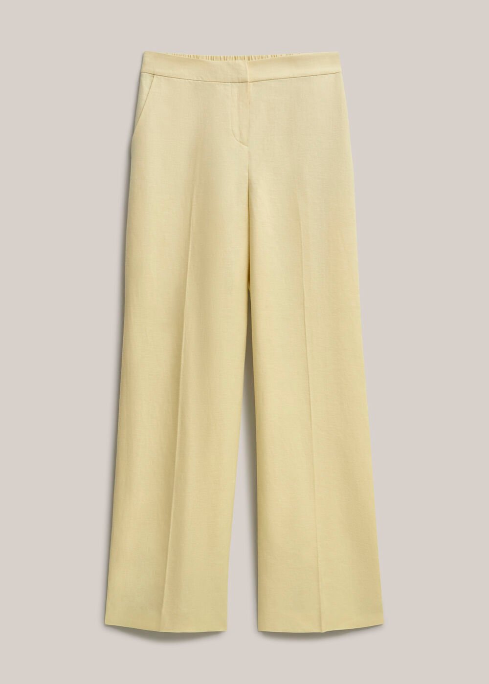 Adalee Linen Wide Leg Trousers, Soft Yellow, hi-res
