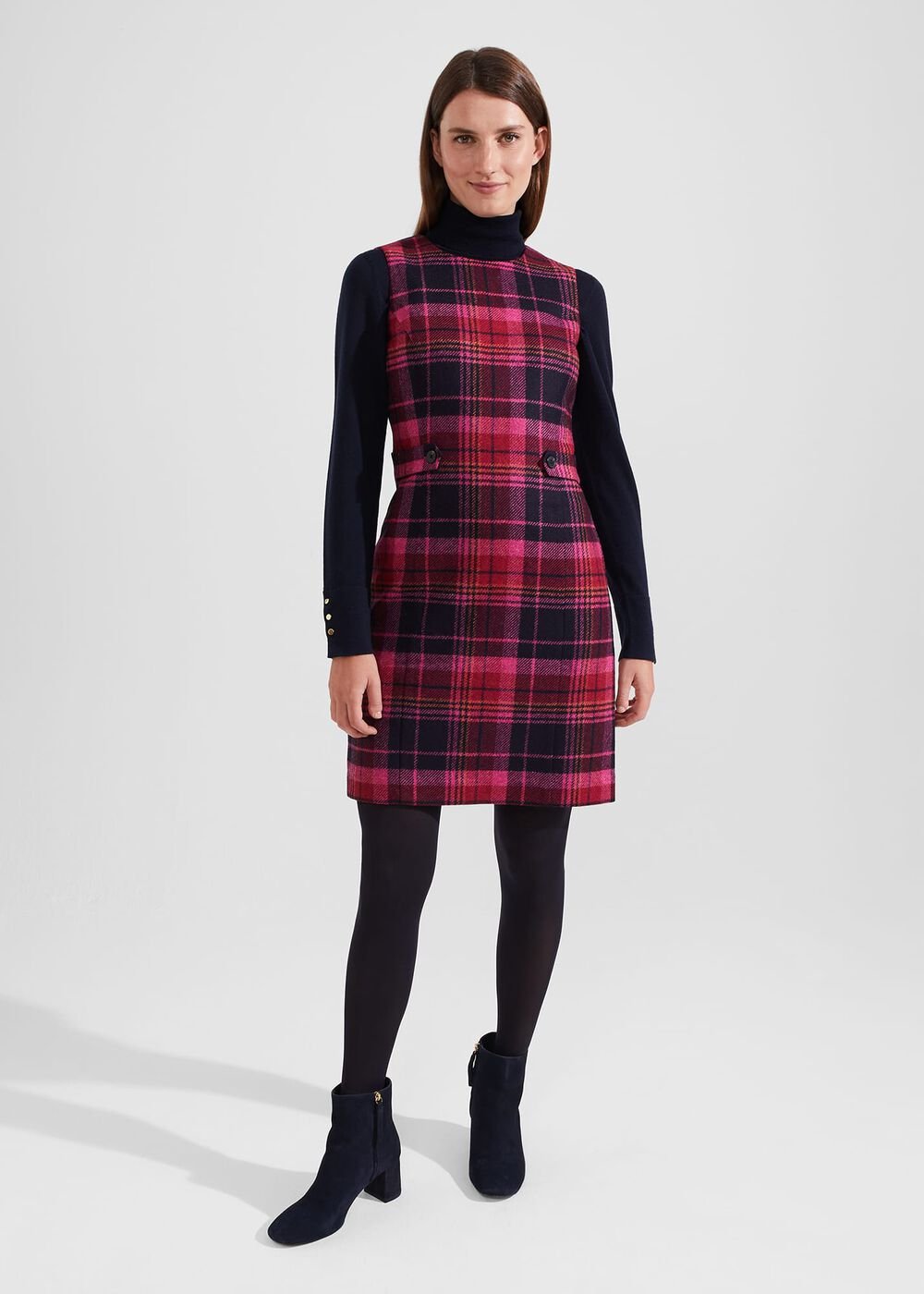 Lara Merino Wool Roll Neck Jumper, Navy, hi-res