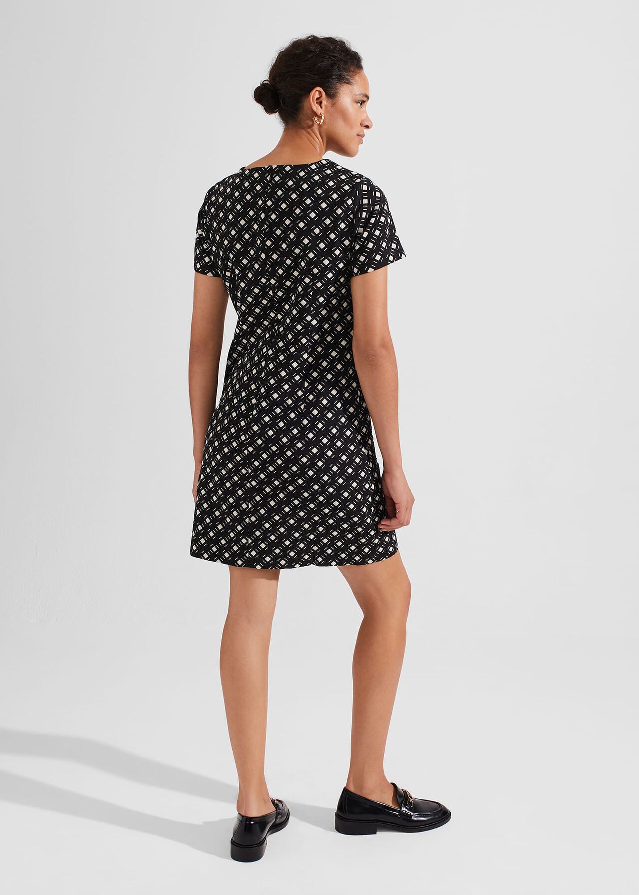 Simona A Line Dress, Black Ivory, hi-res