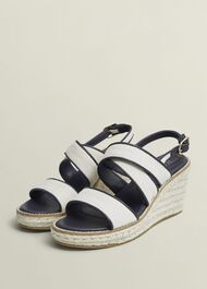 Lucie Canvas Leather Espadrilles, Natural Navy, hi-res