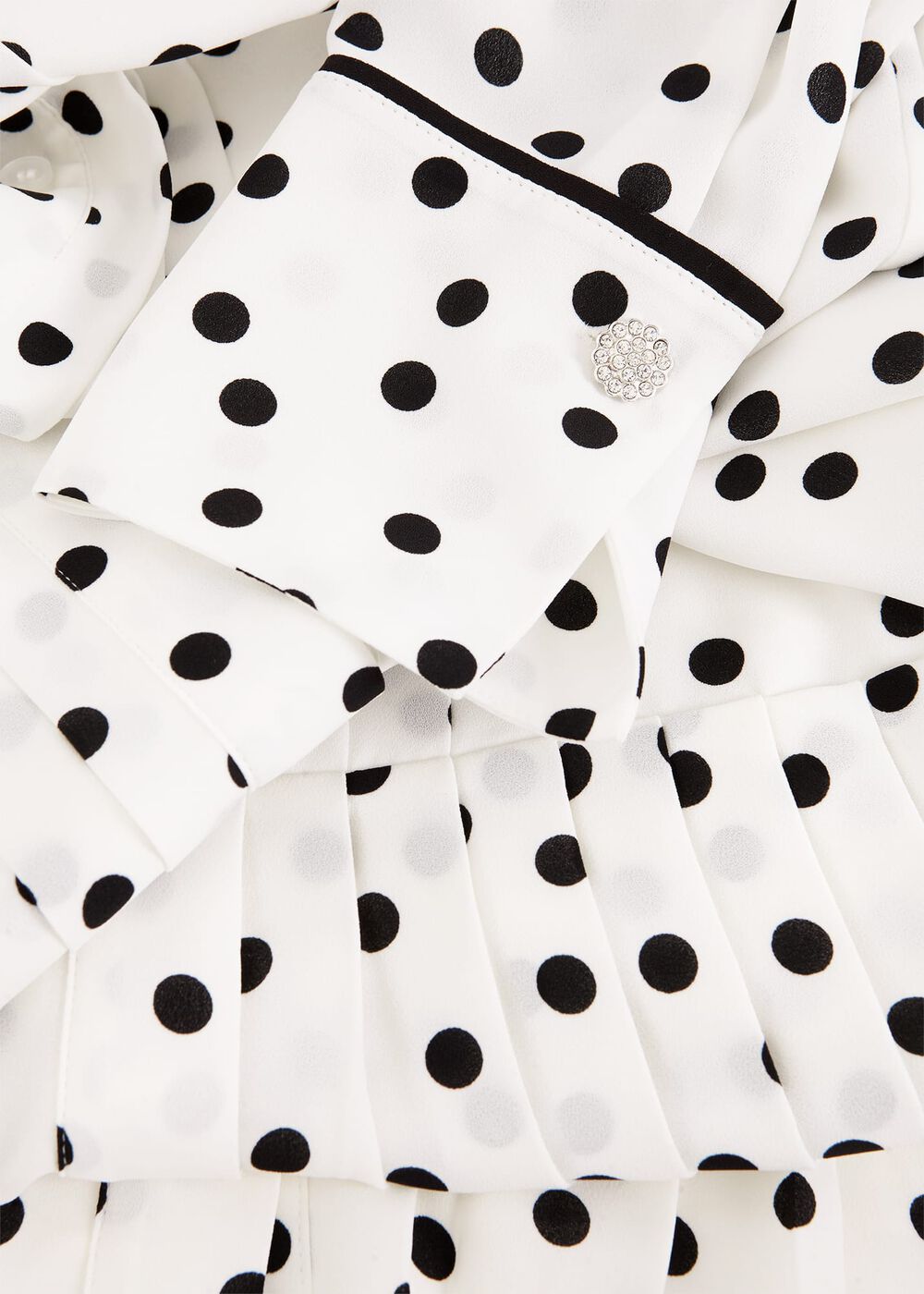 Francesca Spot Pleated Dress, Ivory Black, hi-res