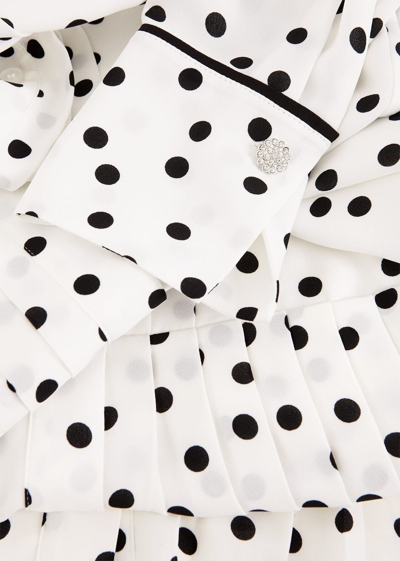 Francesca Spot Pleated Dress, Ivory Black, hi-res