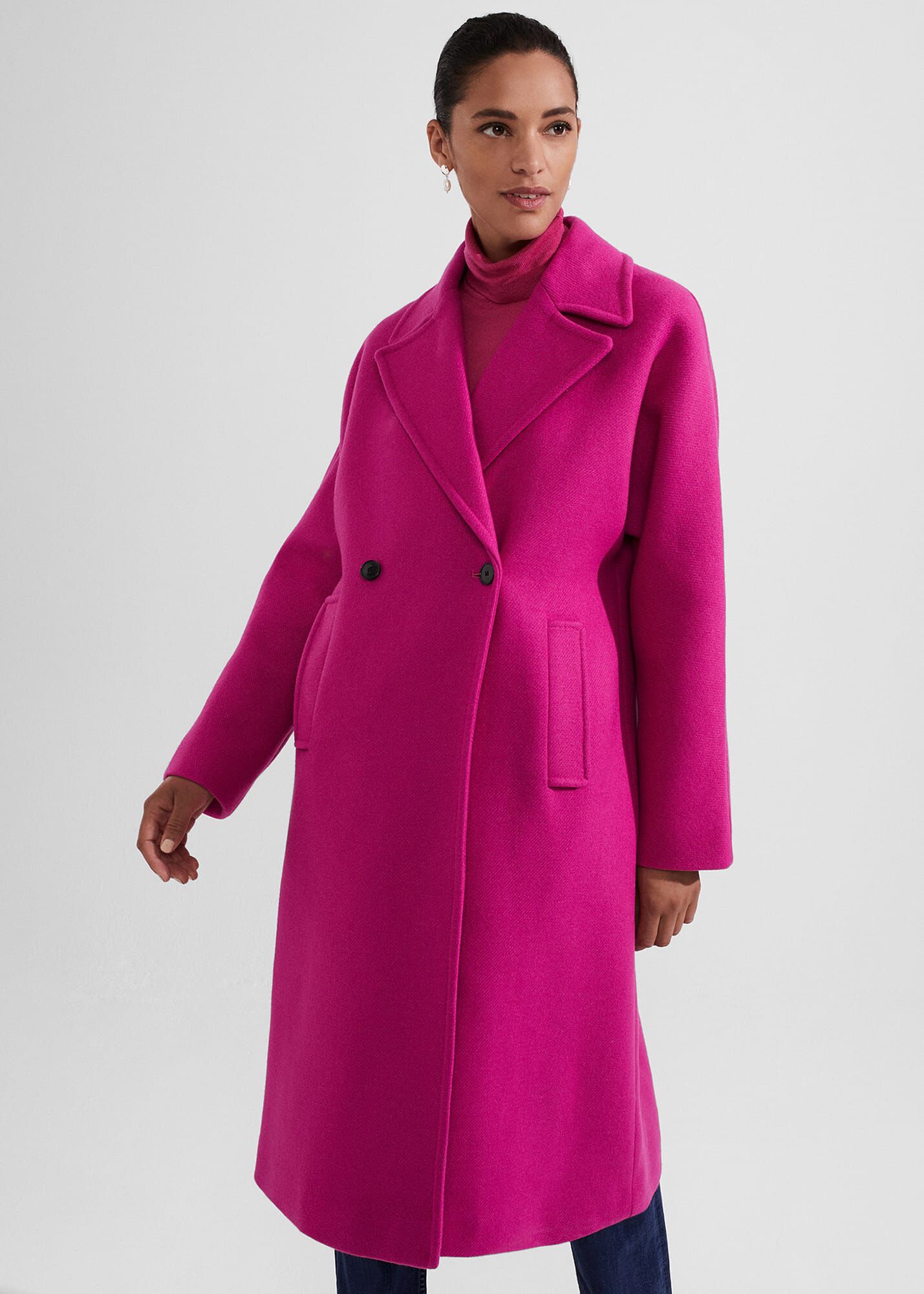 Bright pink sales wool coat