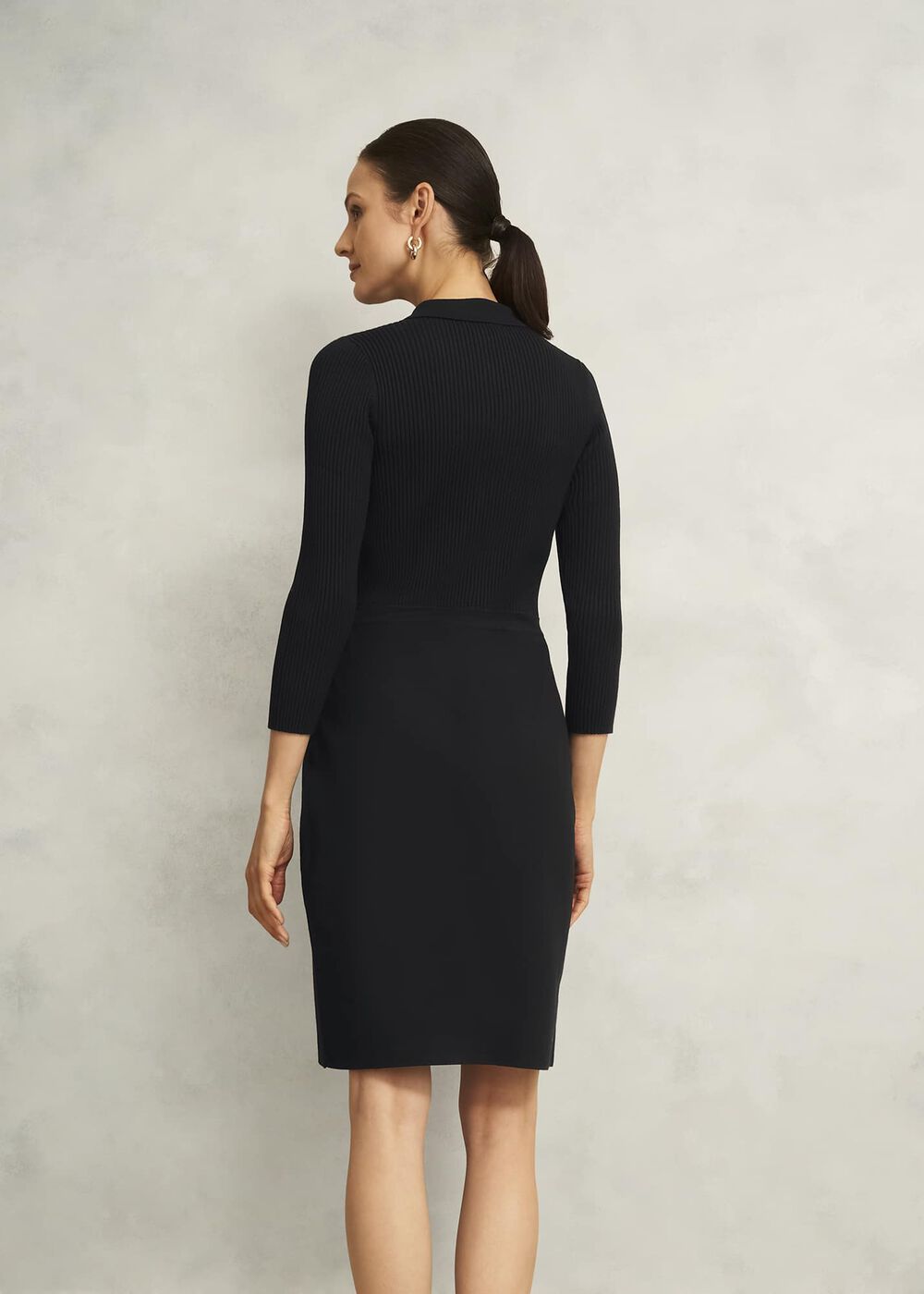 Blanche Knitted Dress, Hobbs Black, hi-res