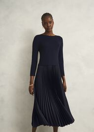 Lucinda Knitted Dress, Hobbs Navy, hi-res
