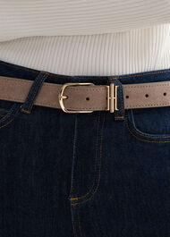 Hallie Suede Belt, Mushroom, hi-res