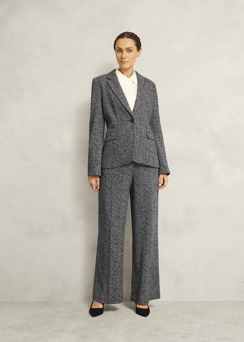 Marlyn Wool Jersey Jacket, Black White, hi-res