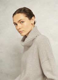 Gabi Rollneck Cashmere Jumper, Oatmeal Marl, hi-res