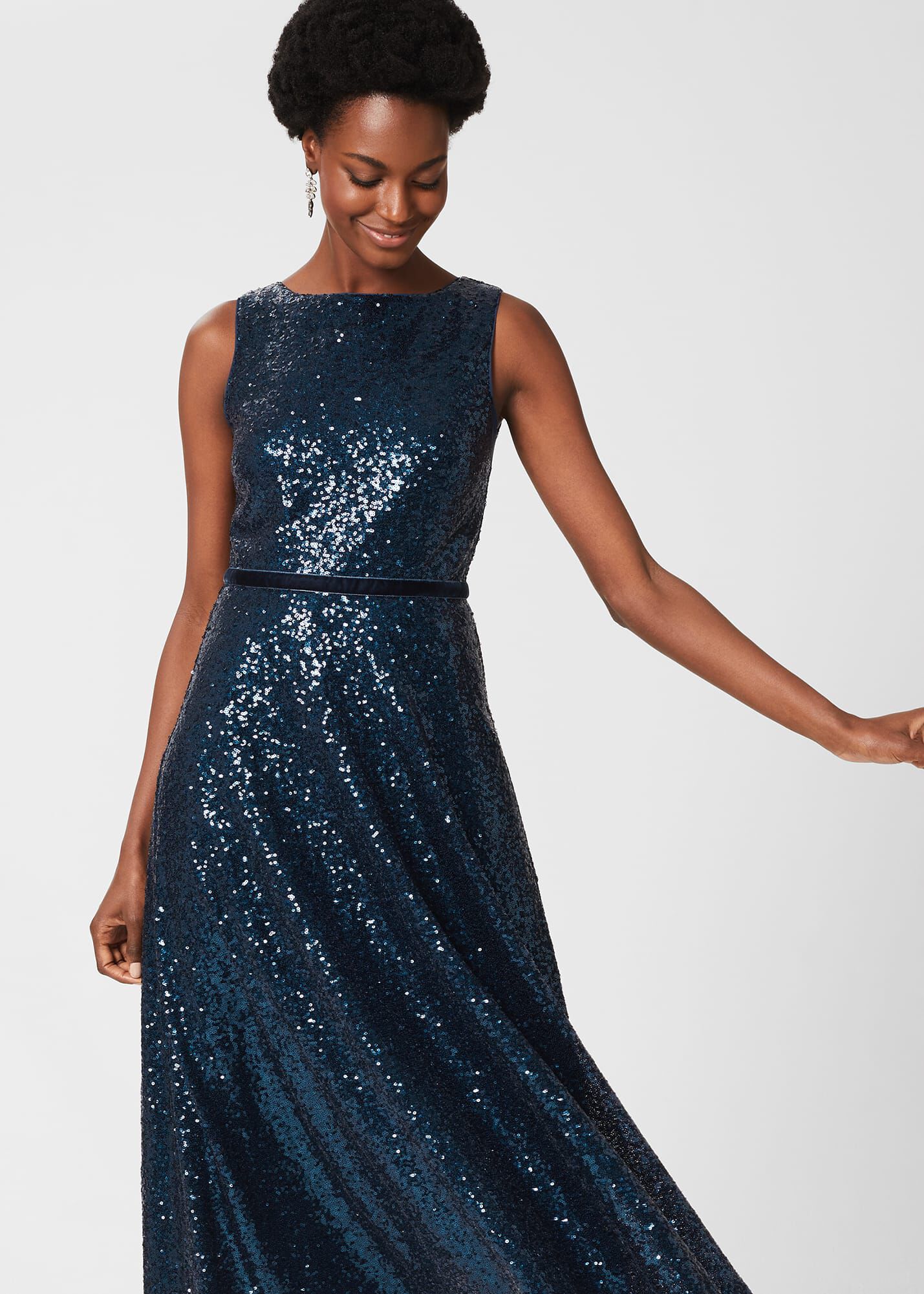 midnight blue sequin dress
