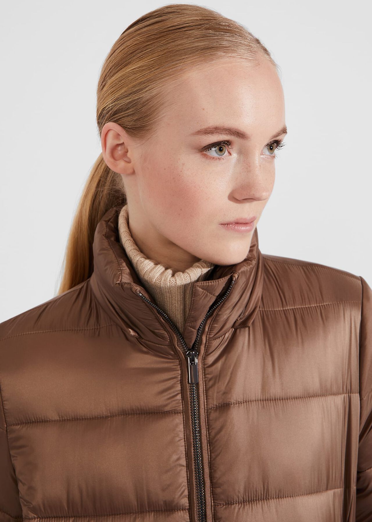 Petite Joelle Hooded Puffer, Mink, hi-res