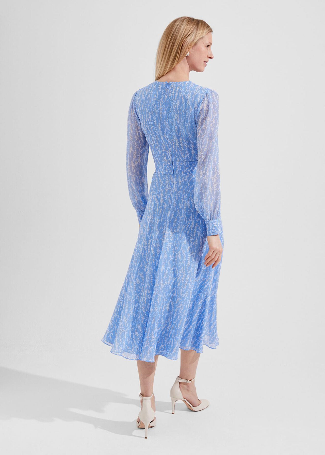 Viviana Silk Fit And Flare Dress, Blue Multi, hi-res