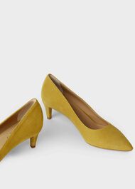 Polly Suede Kitten Heel Court Shoes, Citron, hi-res