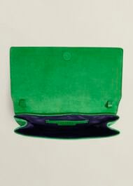 Renata Suede Clutch, Cilantro Green, hi-res