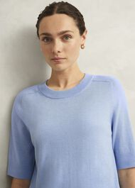 Leena Knitted Top with Wool, Maya Blue, hi-res
