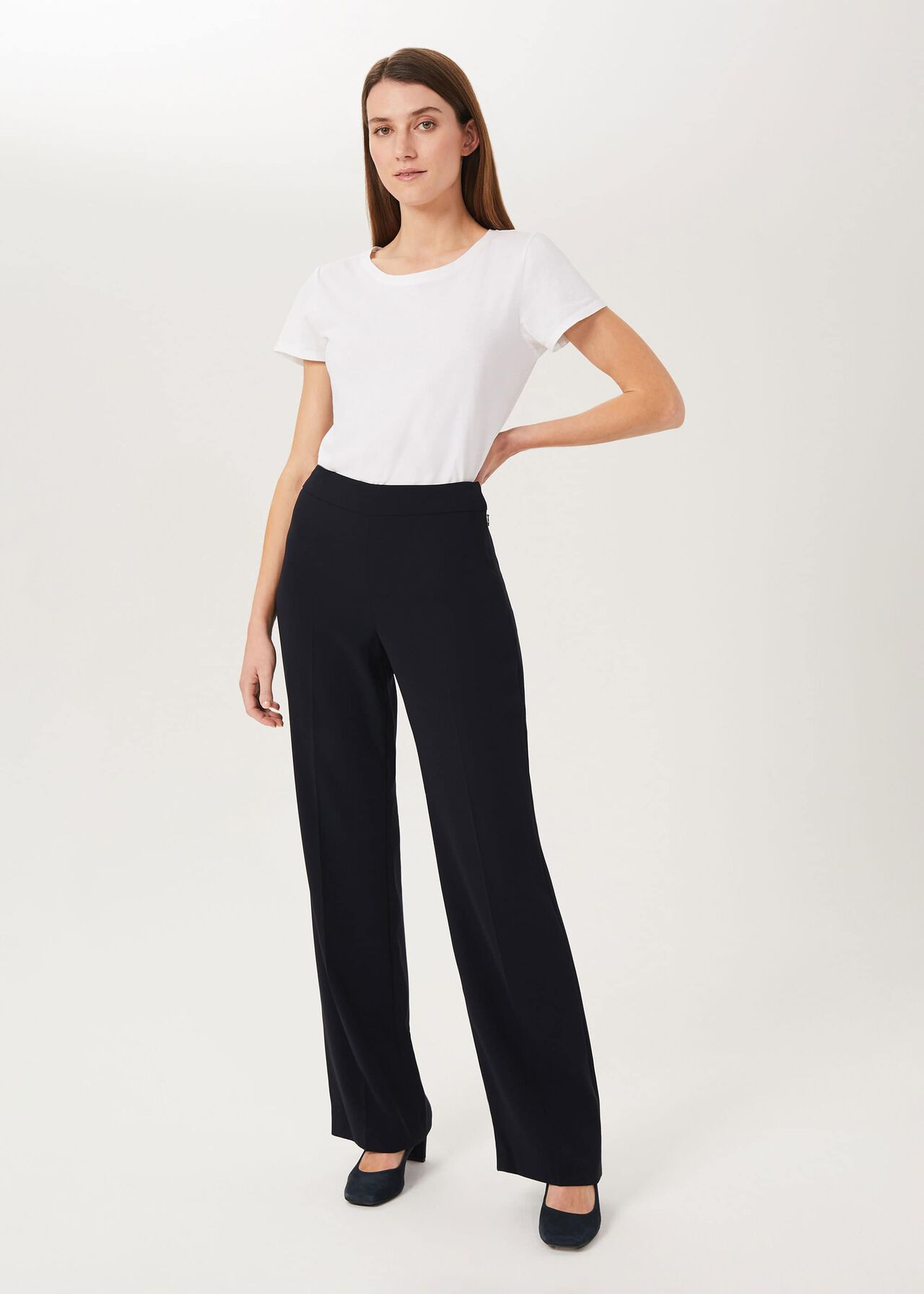 Maya Wide Leg Trousers , Navy, hi-res