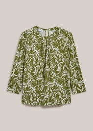 Julia Printed Top, Green Ivory, hi-res
