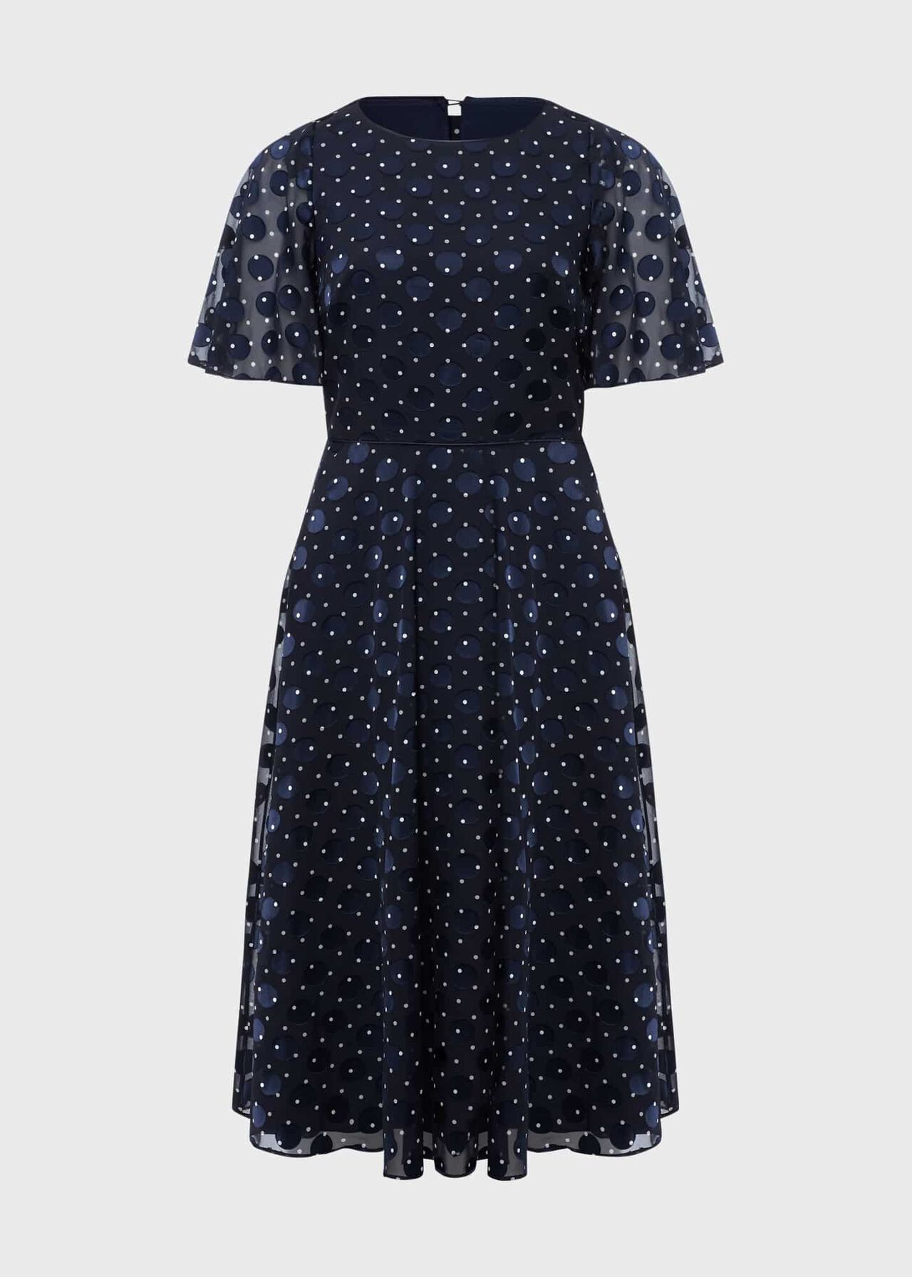 Ceira Spot Fit And Flare Dress, Navy Ivory, hi-res