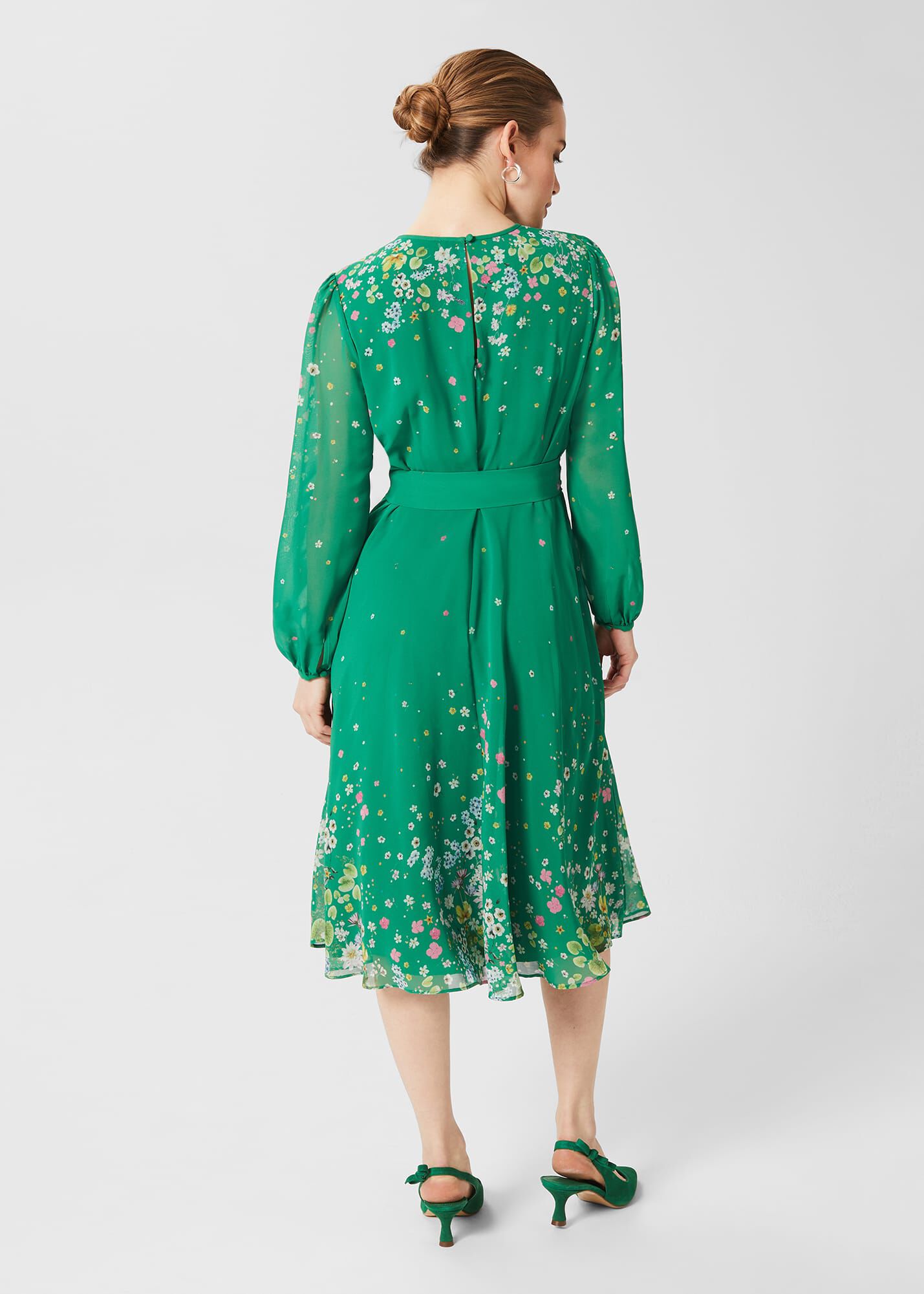 Hobbs green floral dress clearance