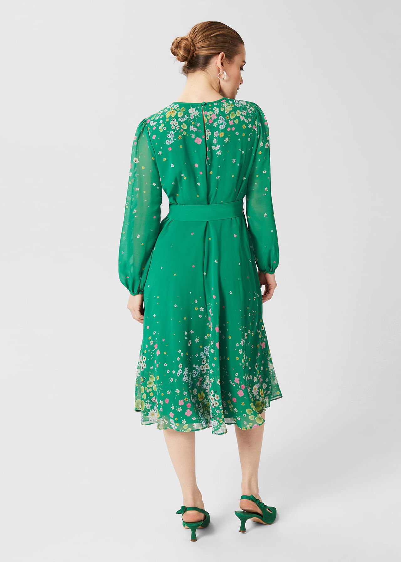 Petite Maria Floral Dress, Green Multi, hi-res