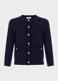 Sairey Cotton Wool Knitted Jacket, Midnight Navy, hi-res
