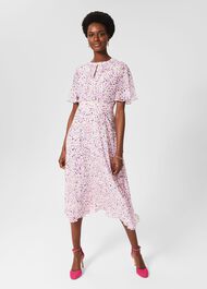 Petite Lisette Silk Dress, Pale Pink Multi, hi-res