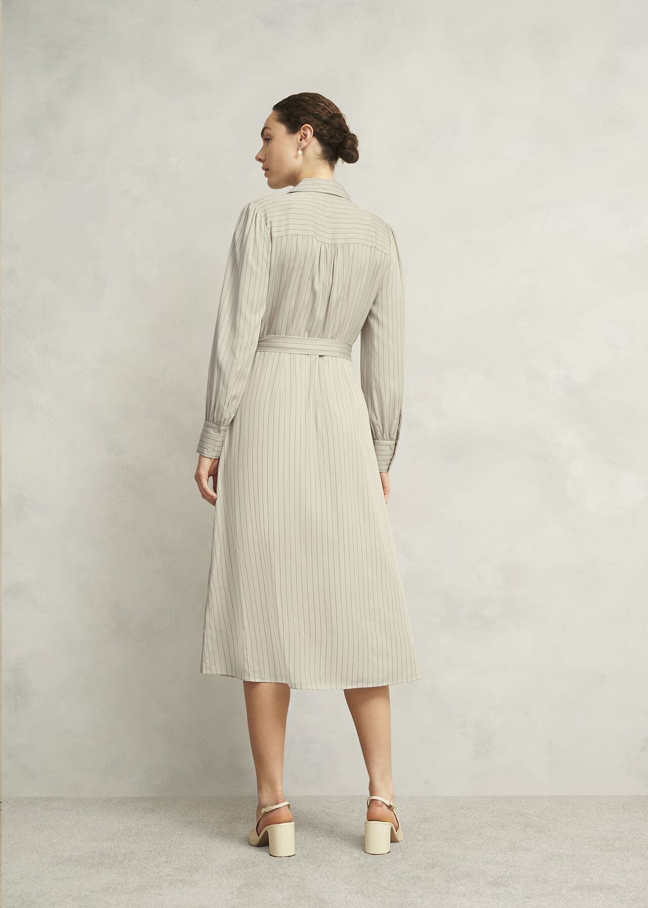 Neutral Eleanor Stripe Shirt Dress, Soft Beige, hi-res