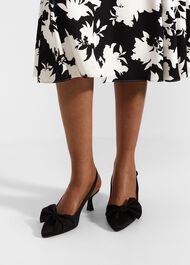 Francis Satin Slingbacks, Black, hi-res