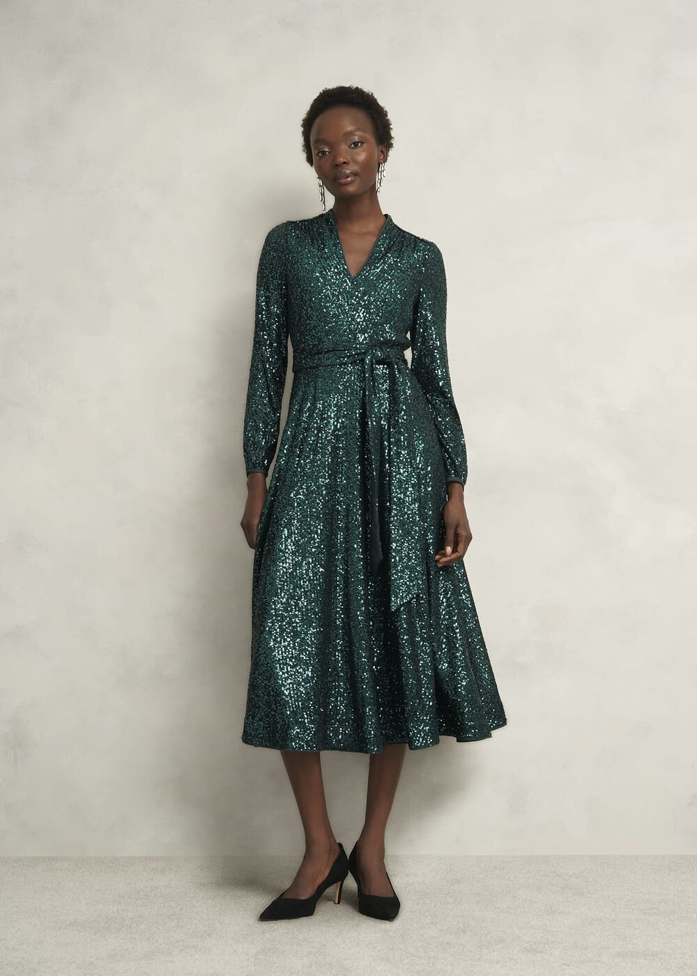 Meadow Sequin Dress, Evergreen, hi-res