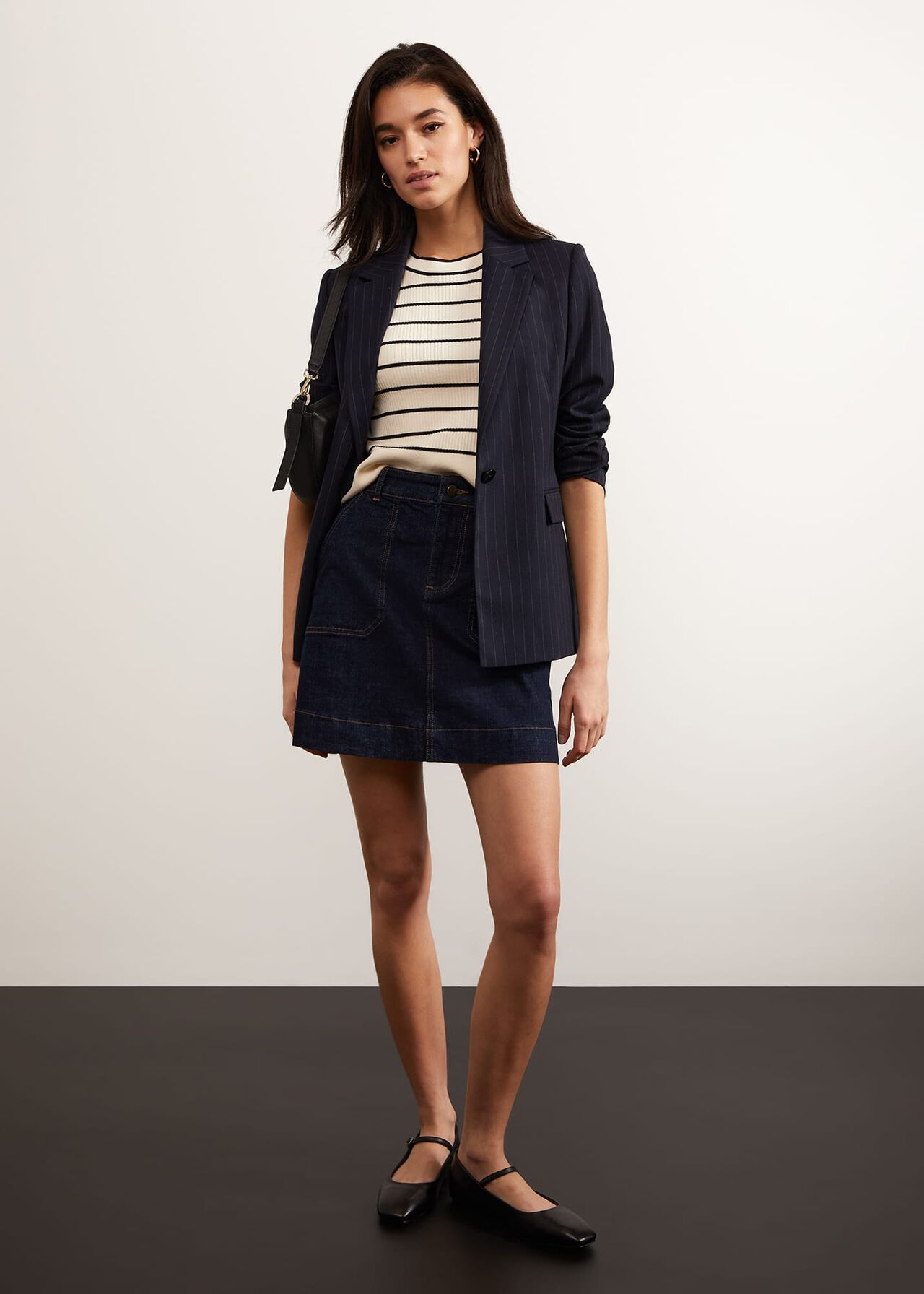 Ness Pinstripe Jacket, Navy Ivory, hi-res