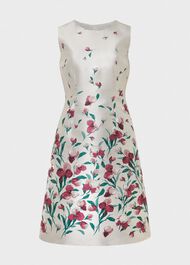 Gwen Floral Jacquard Dress, Oyster Multi, hi-res