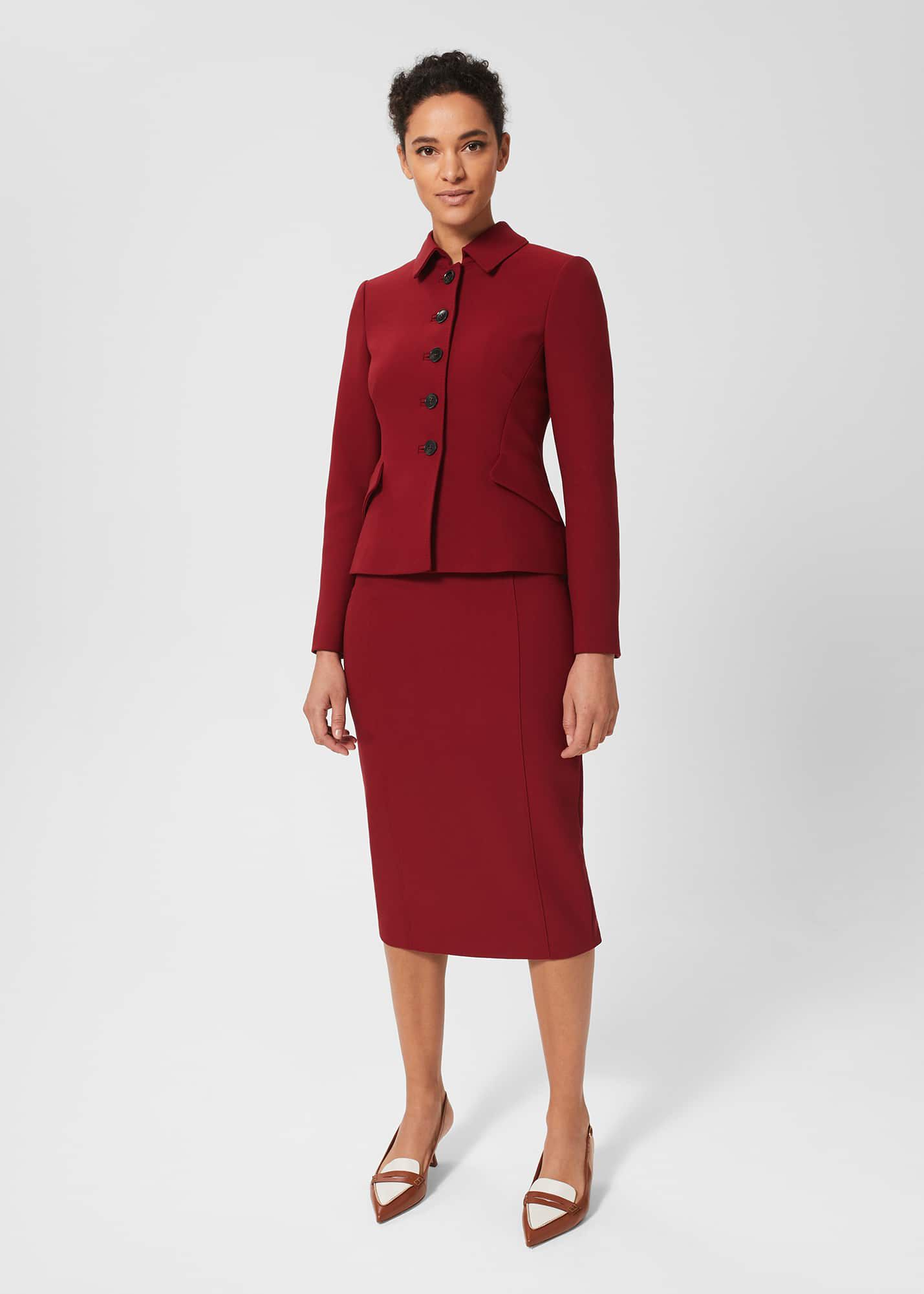 Tahari red skirt suit store