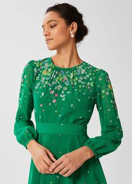 Maria Floral Fit And Flare Dress, Green Multi, hi-res