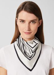 Stevie Silk Scarf, Black White, hi-res