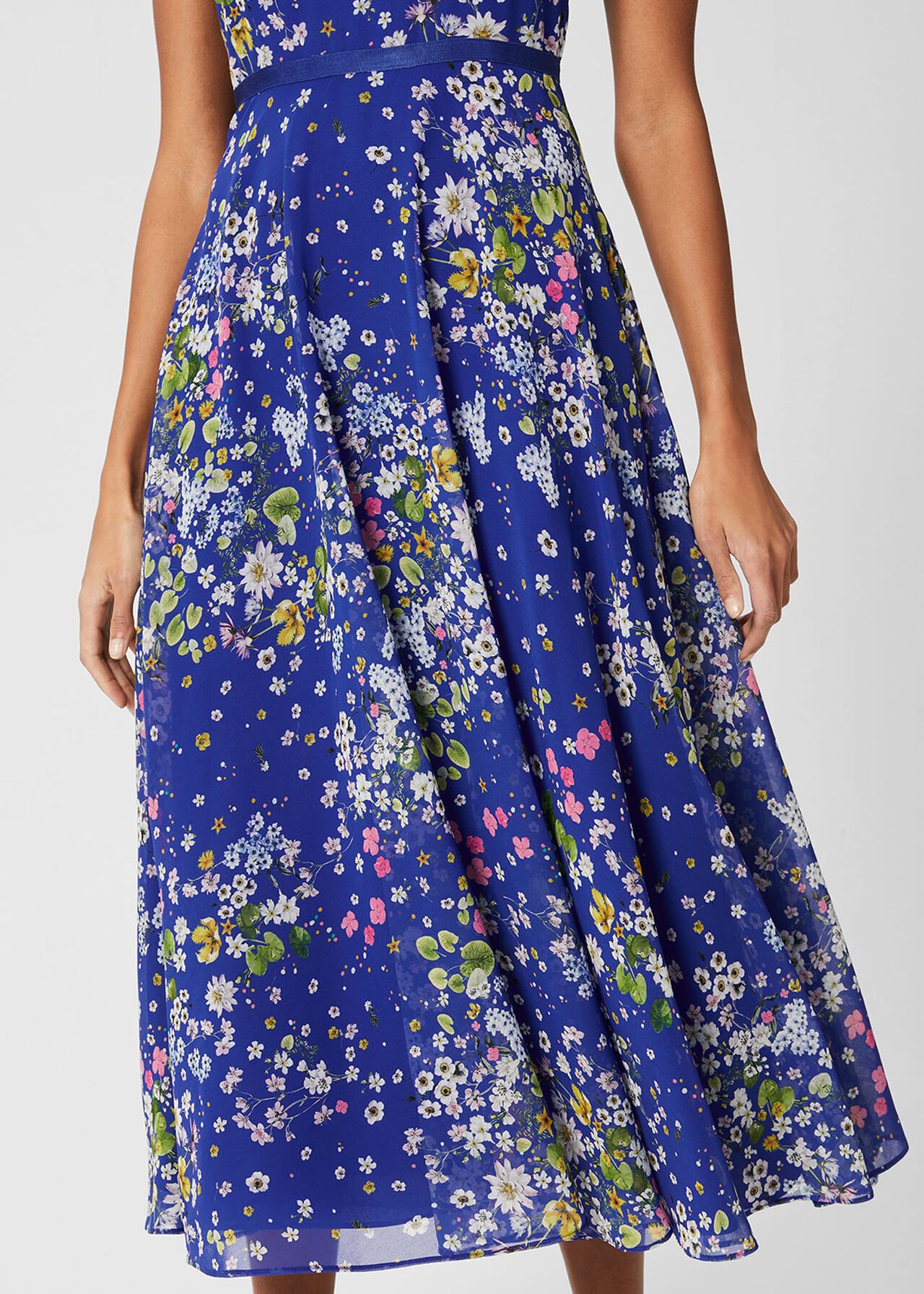 Carly Floral Fit And Flare Dress, Cobalt Multi, hi-res
