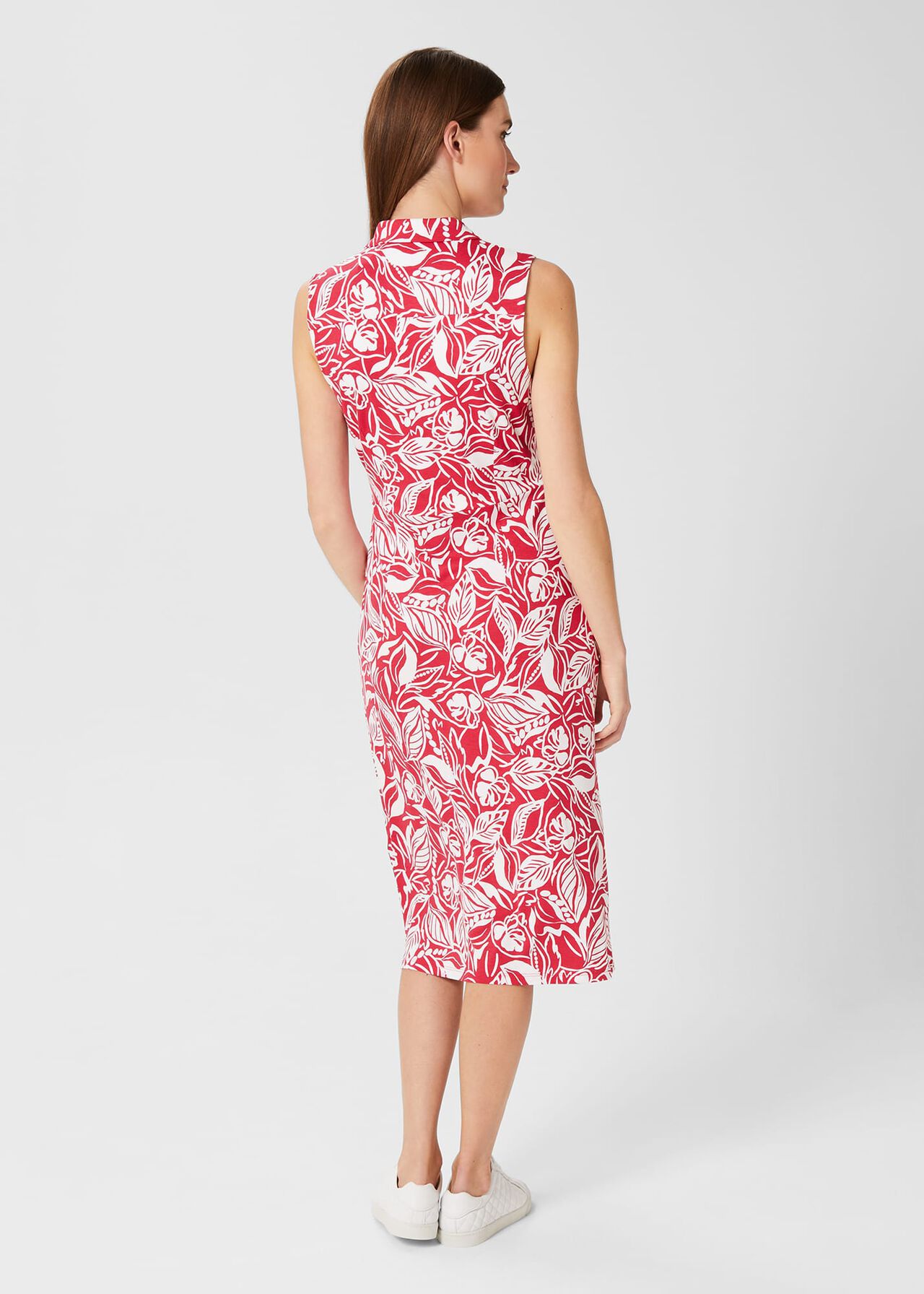 Nadia Jersey Dress, Magenta Ivory, hi-res