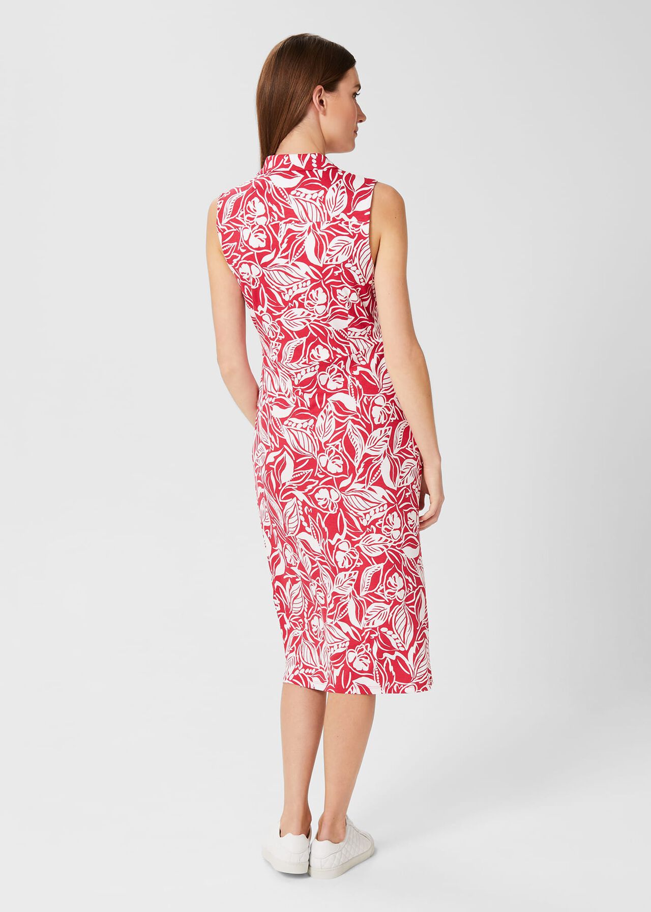 Nadia Jersey Dress, Magenta Ivory, hi-res