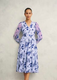 Petite Ella  Embroidered Dress, Midnight Blue, hi-res