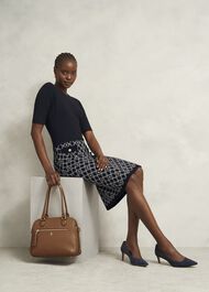Perrie Knitted Dress, Navy Ivory, hi-res