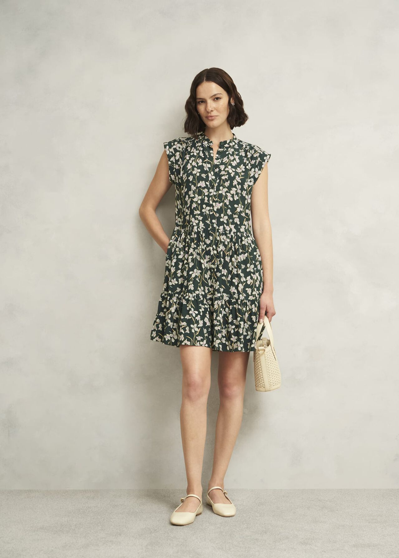 Green Floral Layla Mini Dress, Green Multi, hi-res
