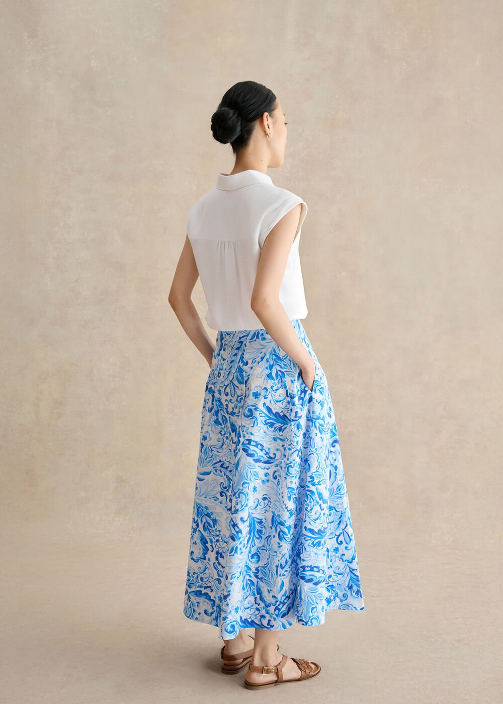 Antonella Cotton Skirt, Blue Multi, hi-res